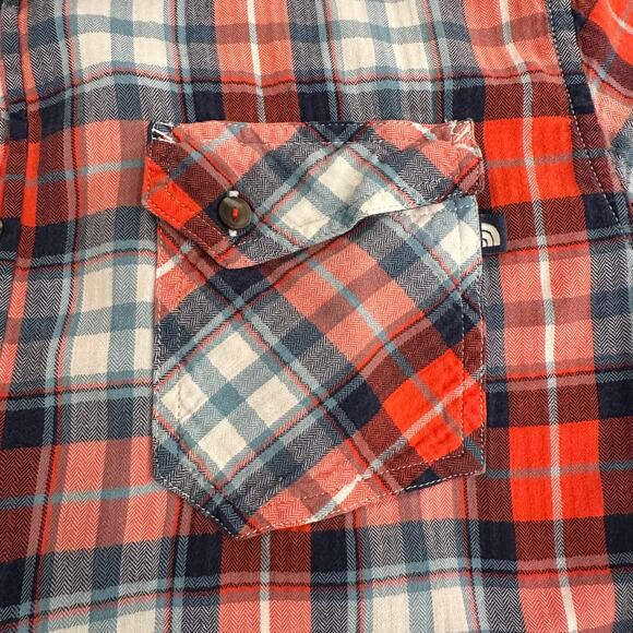 The North Face Mens Large Red Plaid Shirt Short Sleeve ButtonUp Camping Gorpcore - Picture 4 of 8